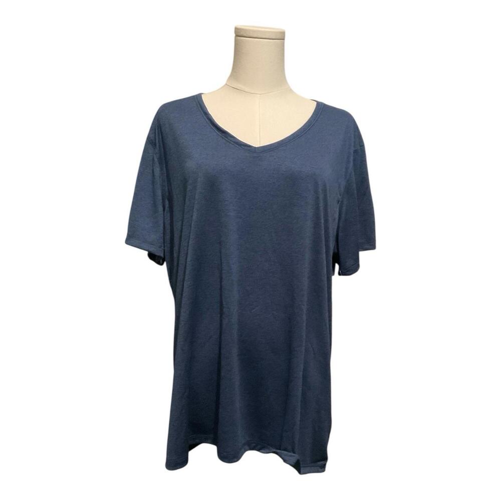 Athletic Works Dri-Works Blue V-Neck Short Sleeve Performance T-Shirt 2X A17